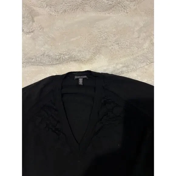 Eileen Fisher Womens Pullover VNeck Wool Italian XS Teacher Preppy Designer Rich - Picture 4 of 5